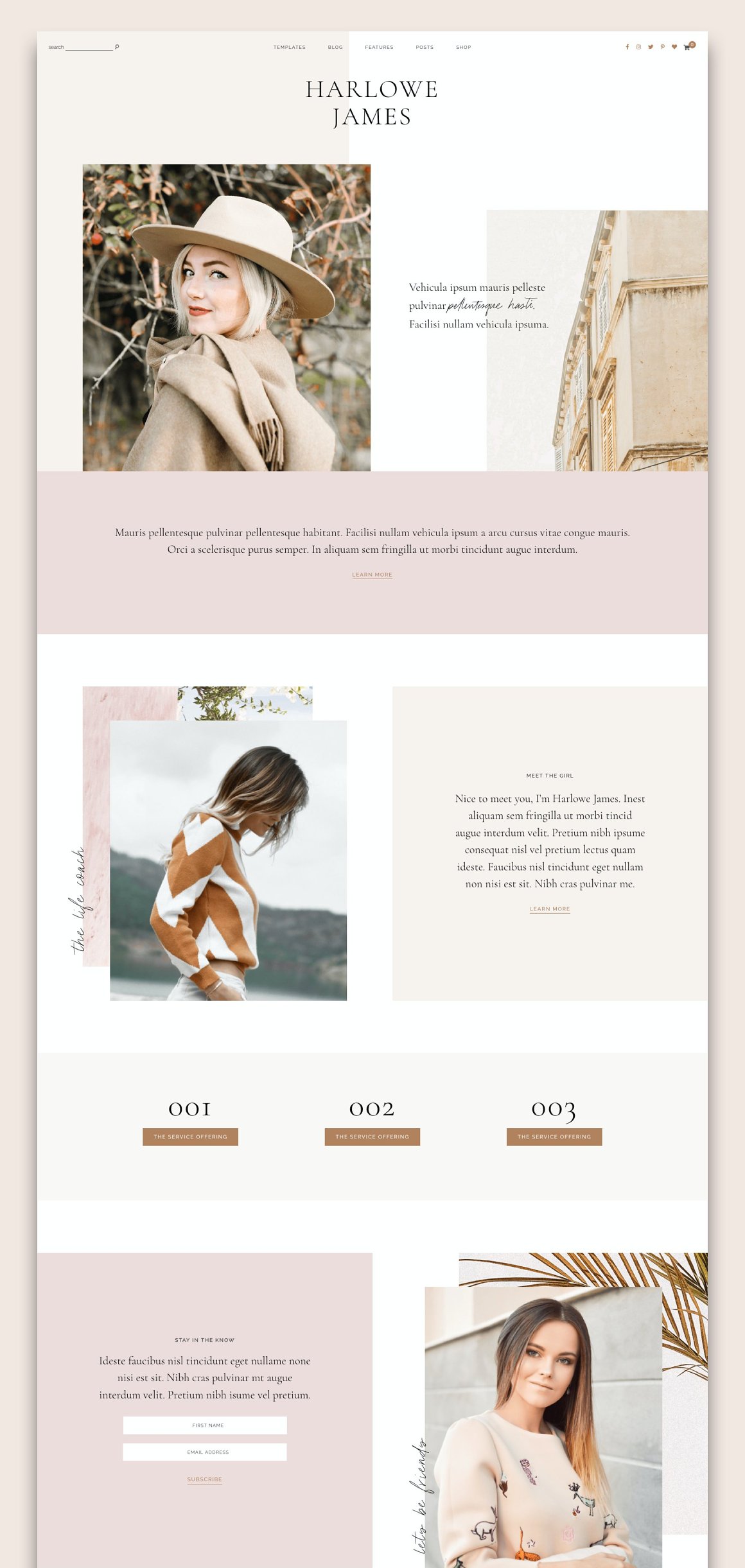 Various life situations in the blog template.