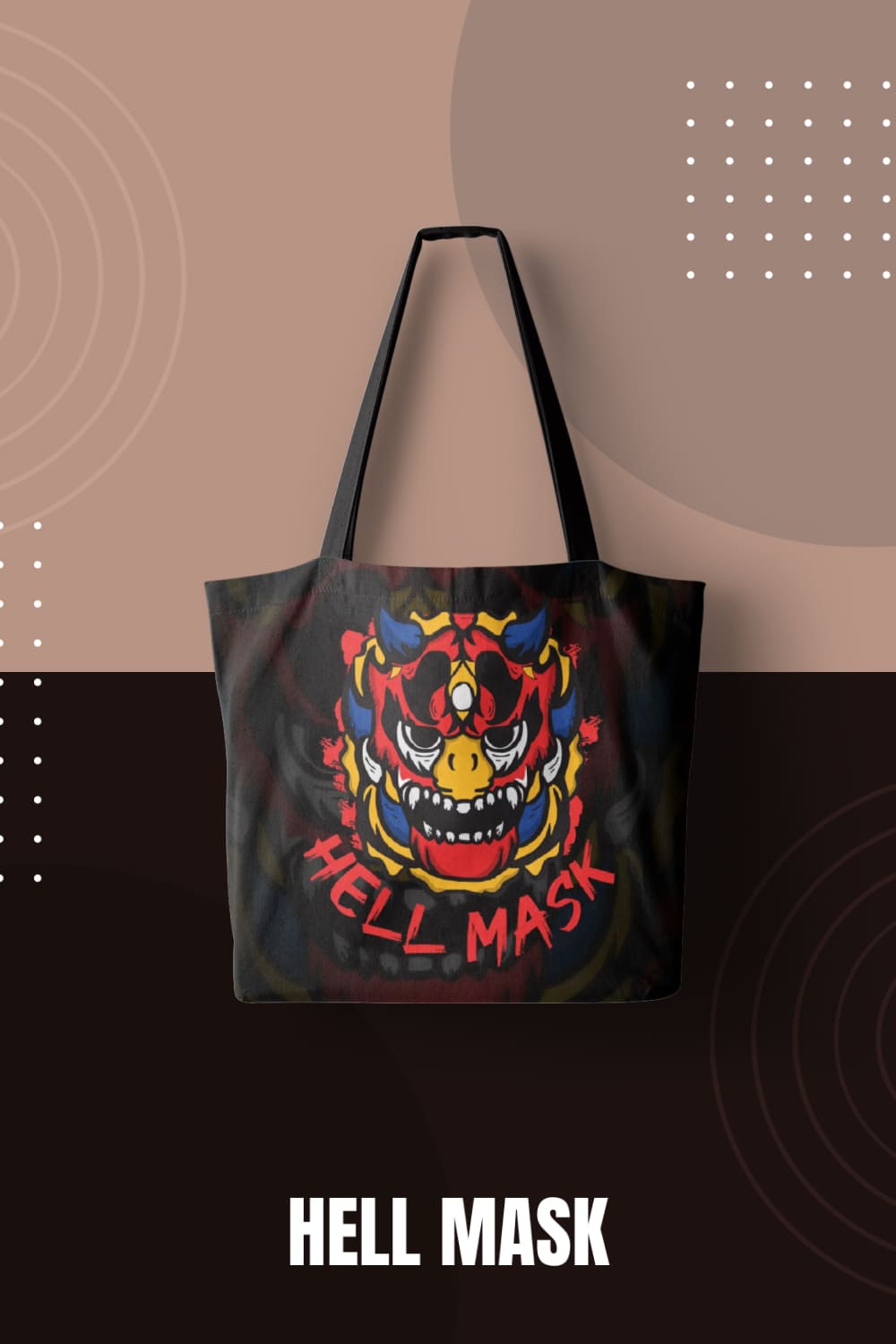 Hell mask on a black bag.