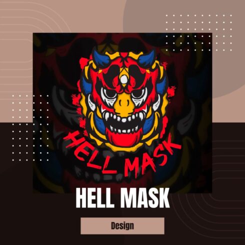 Hell mask design in red, yellow and blue.