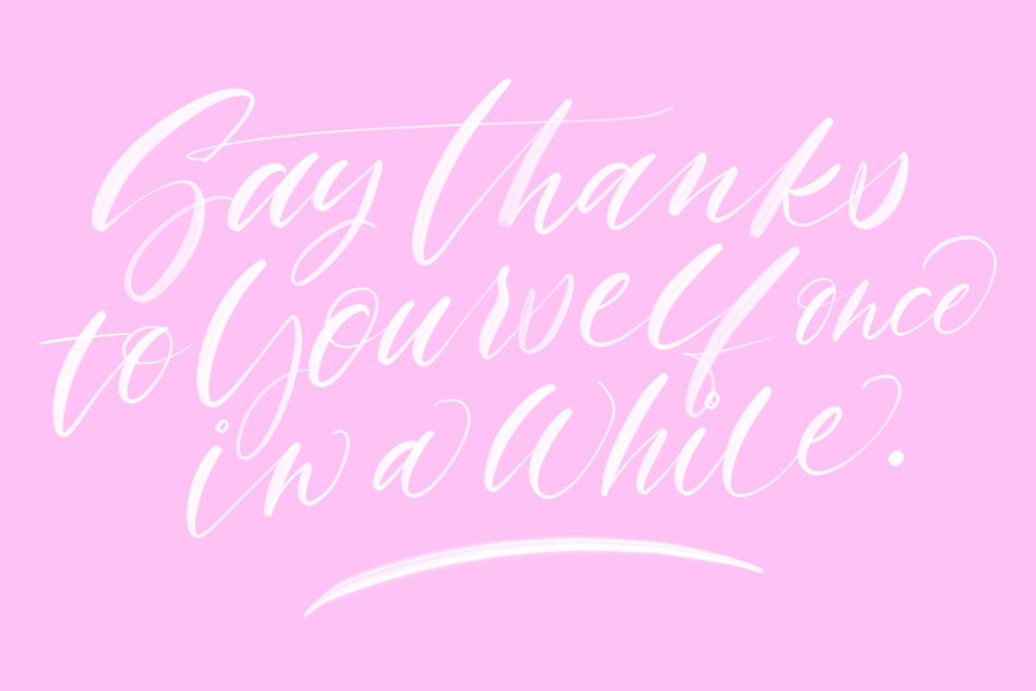 Pink background with white lettering.
