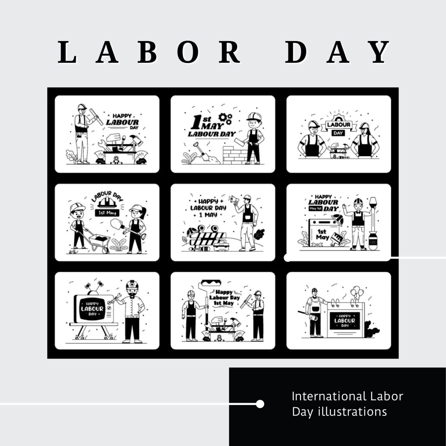 Preview international labor day illustrations.