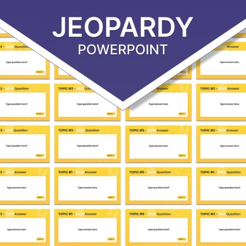 Jeopardy PowerPoint with yellow slides.