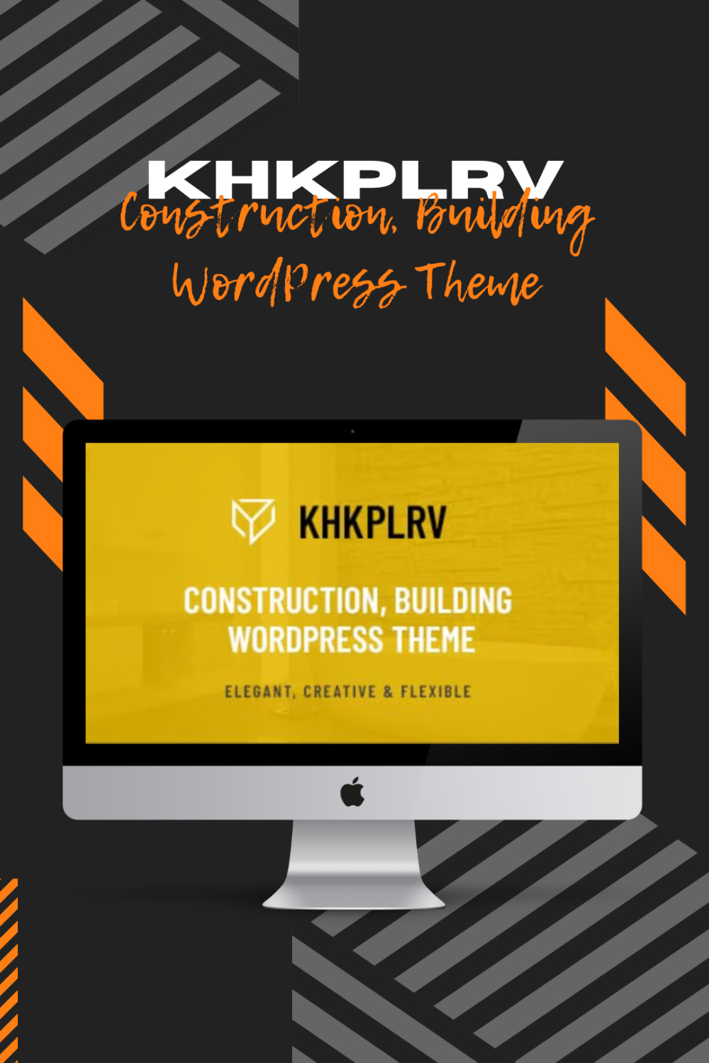 Pinterest image on the screen of the PC template for the topic of construction.