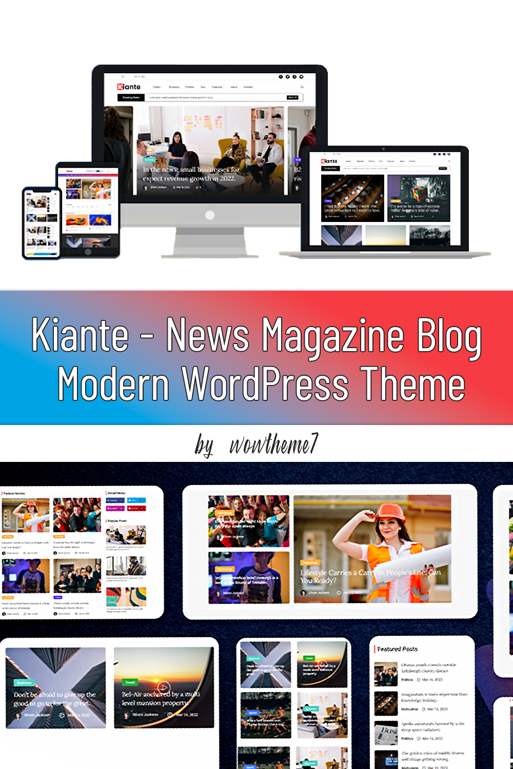 Pinterest images with kiante news magazine blog modern wordpress theme.