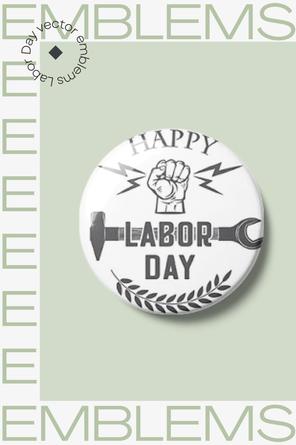 Pinterest images of labor day vector emblems.
