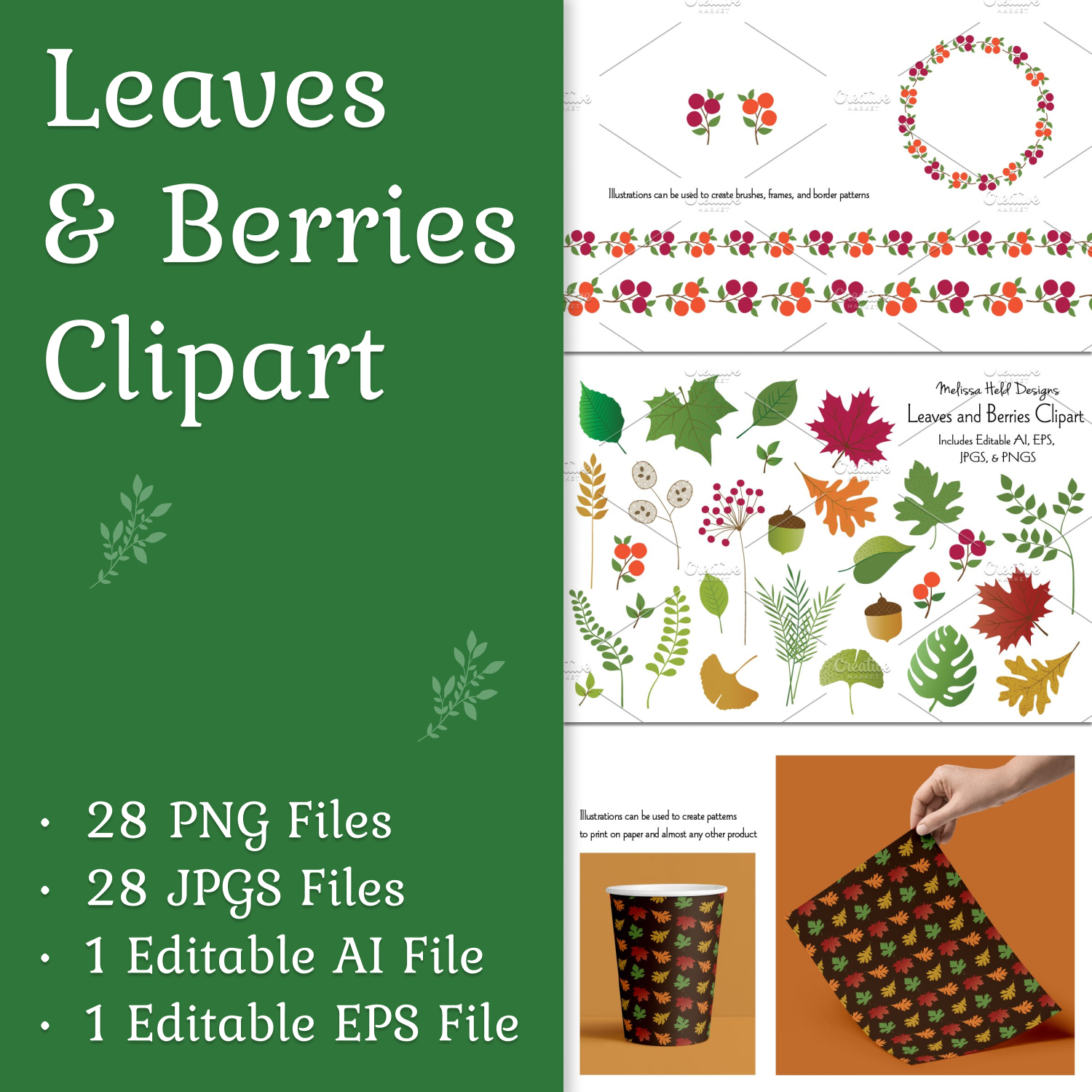 Preview leaves berries clipart.