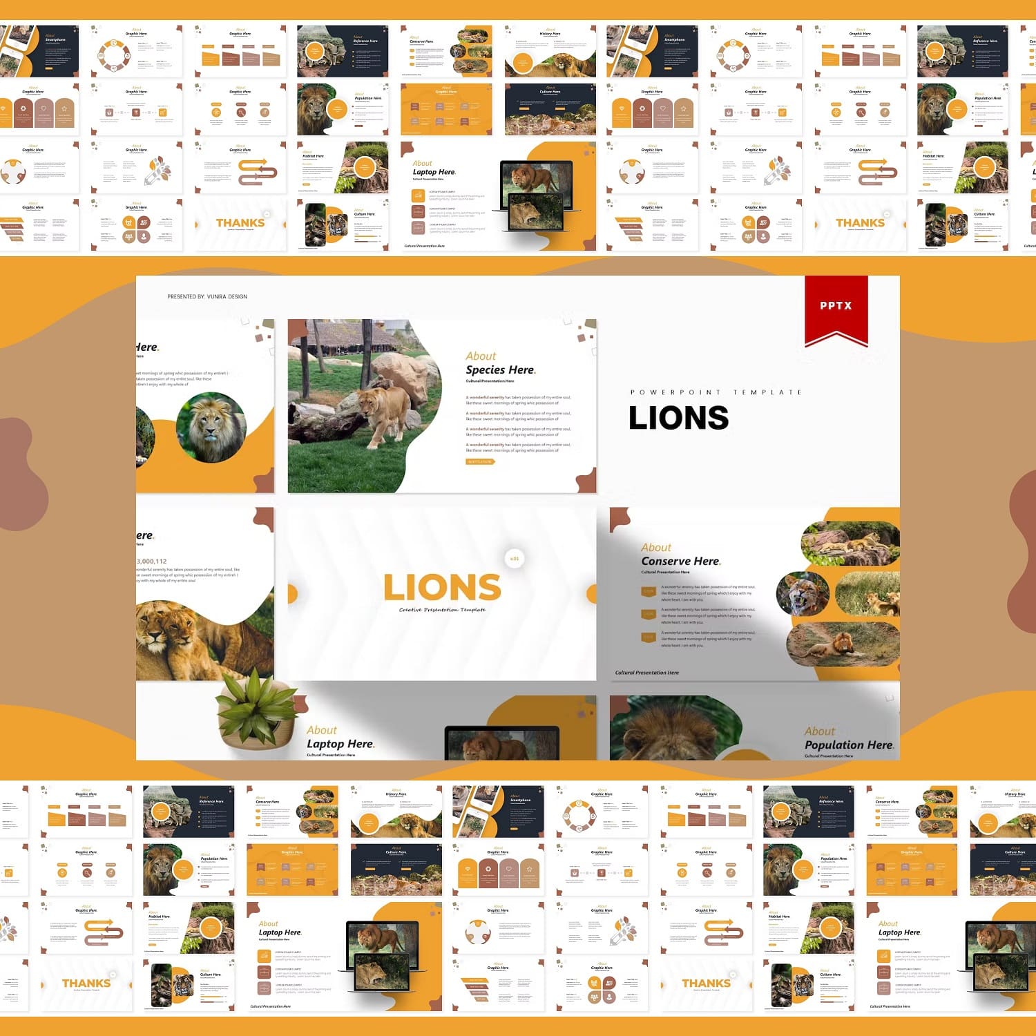 Species of Lions powerpoint template.
