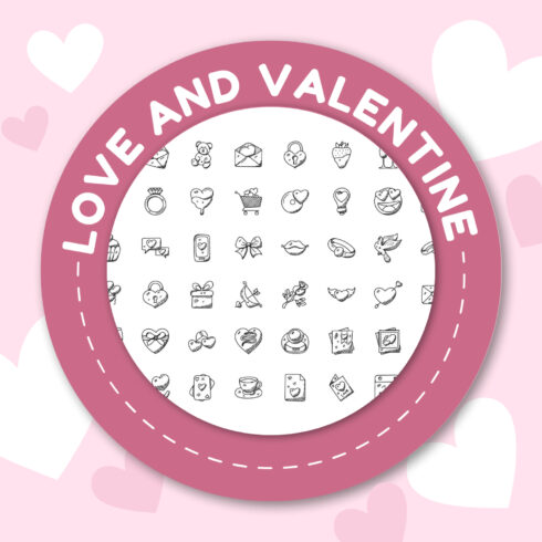 Preview love and valentine doodle icons.