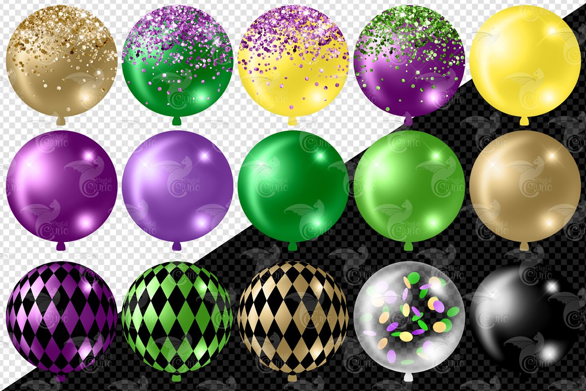 Round balls with different patterns.