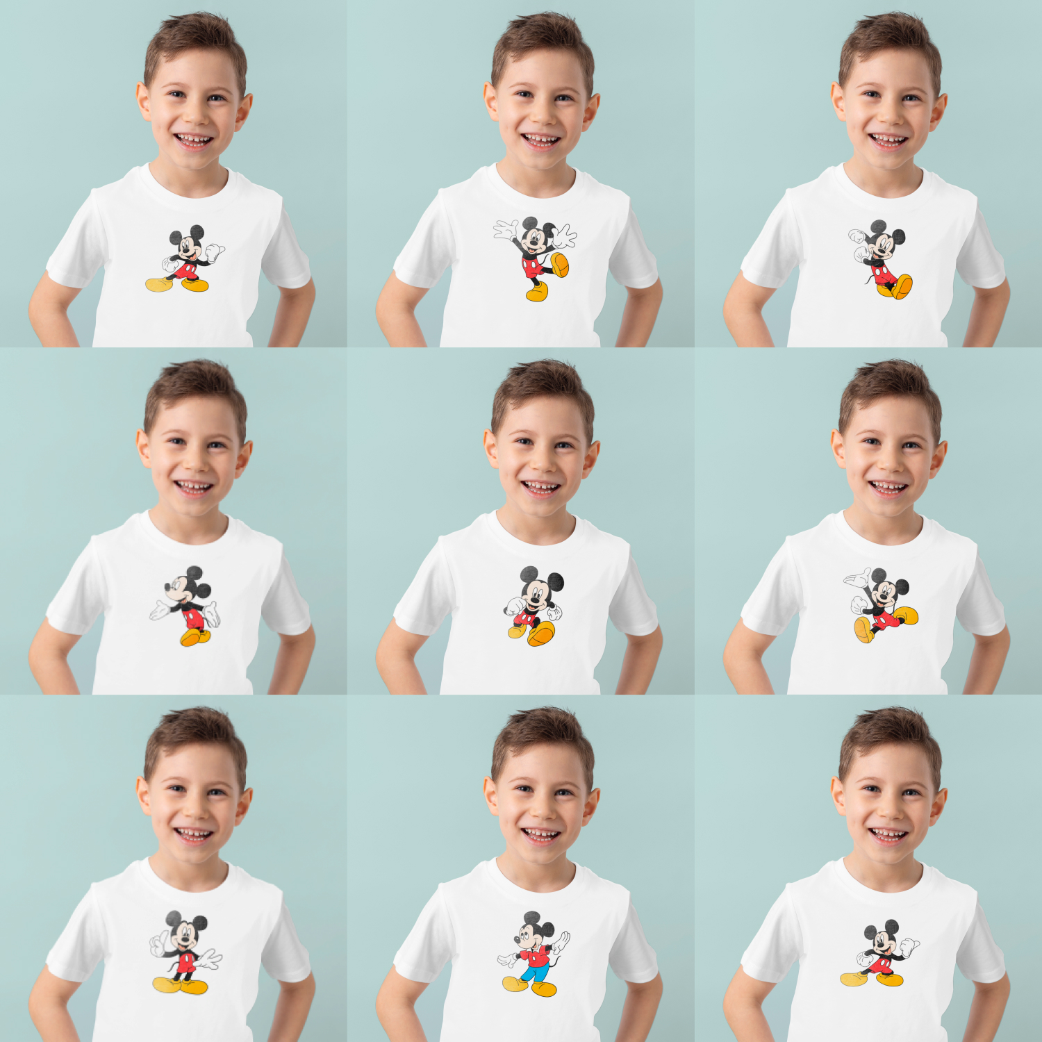 Image of nine mickey mouse prints.