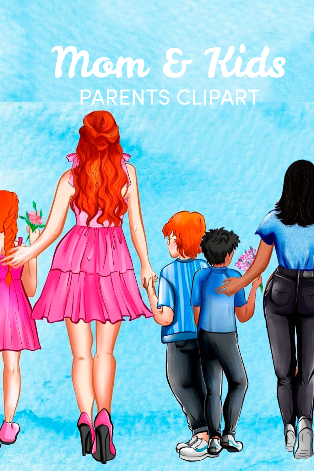 Mom & Kids Family Creator Clipart.