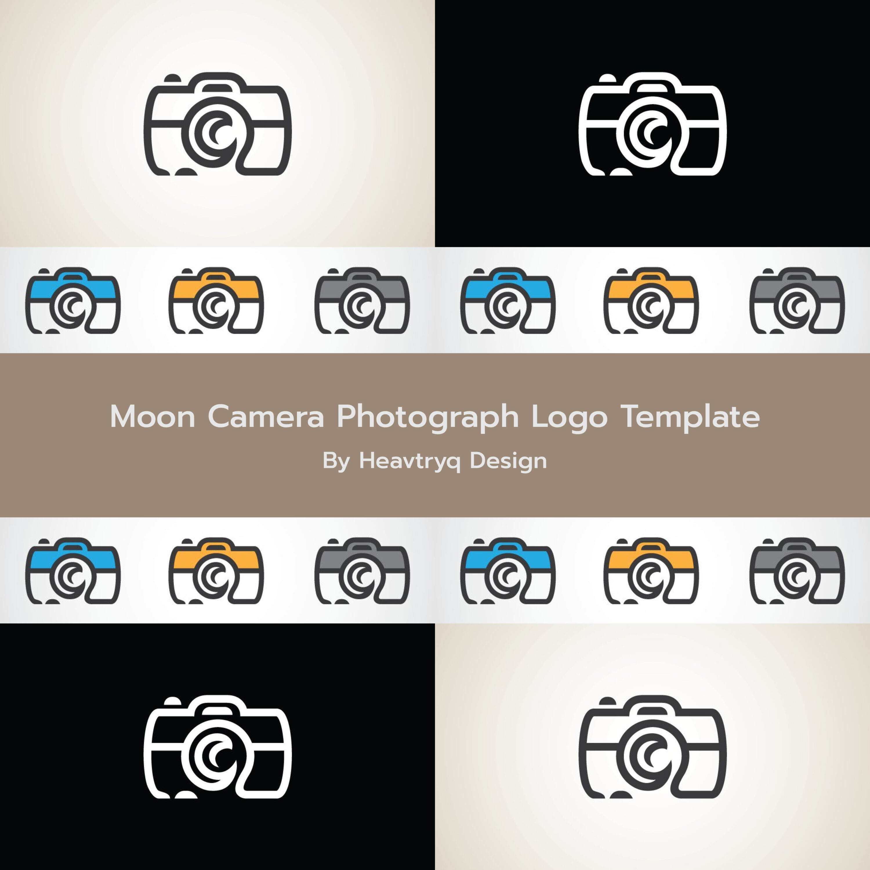 Preview moon camera photograph logo template.