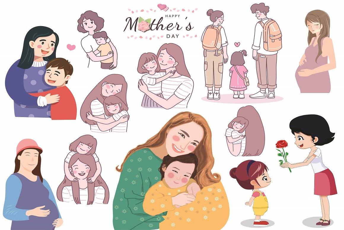 Various images on the theme of Mother's and Father's Day.