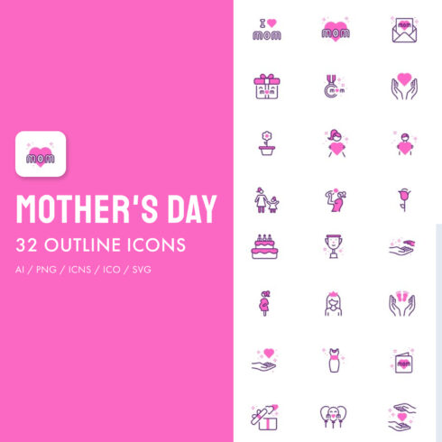 Preview images mothers day icons.