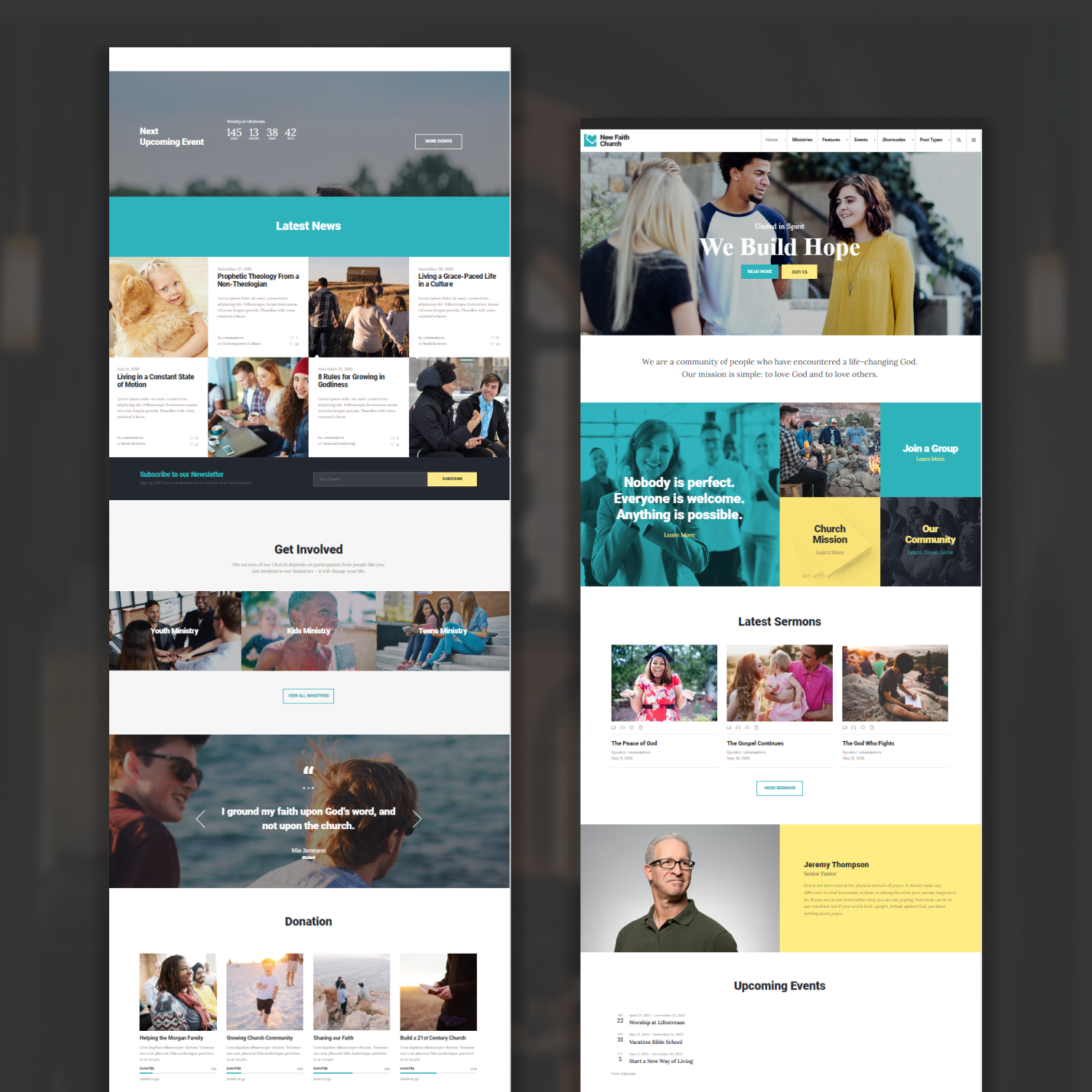 Images with template my church religion wordpress theme with events donations sermons.