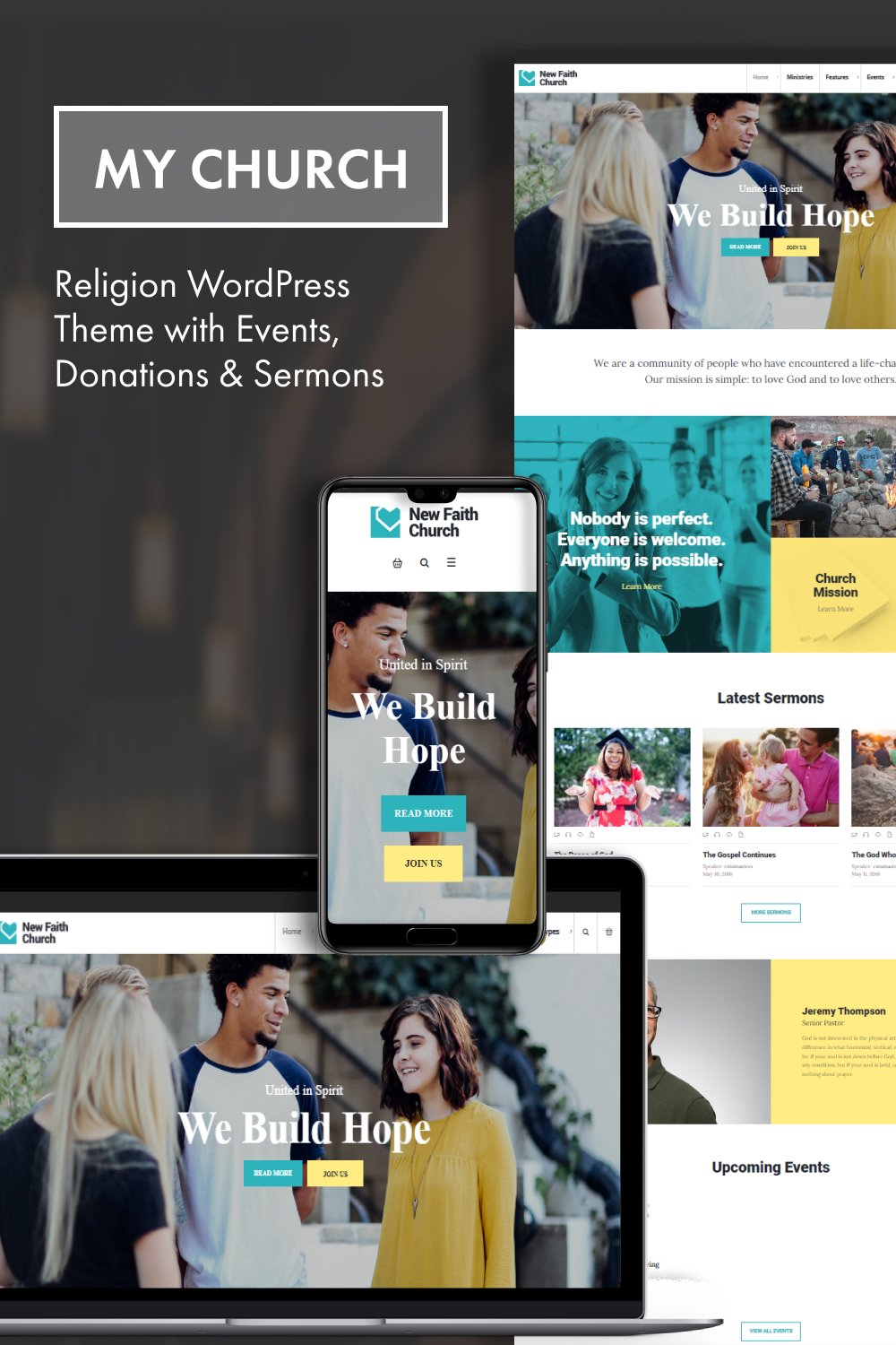 Pinterest of my church religion wordpress theme with events donations sermons.