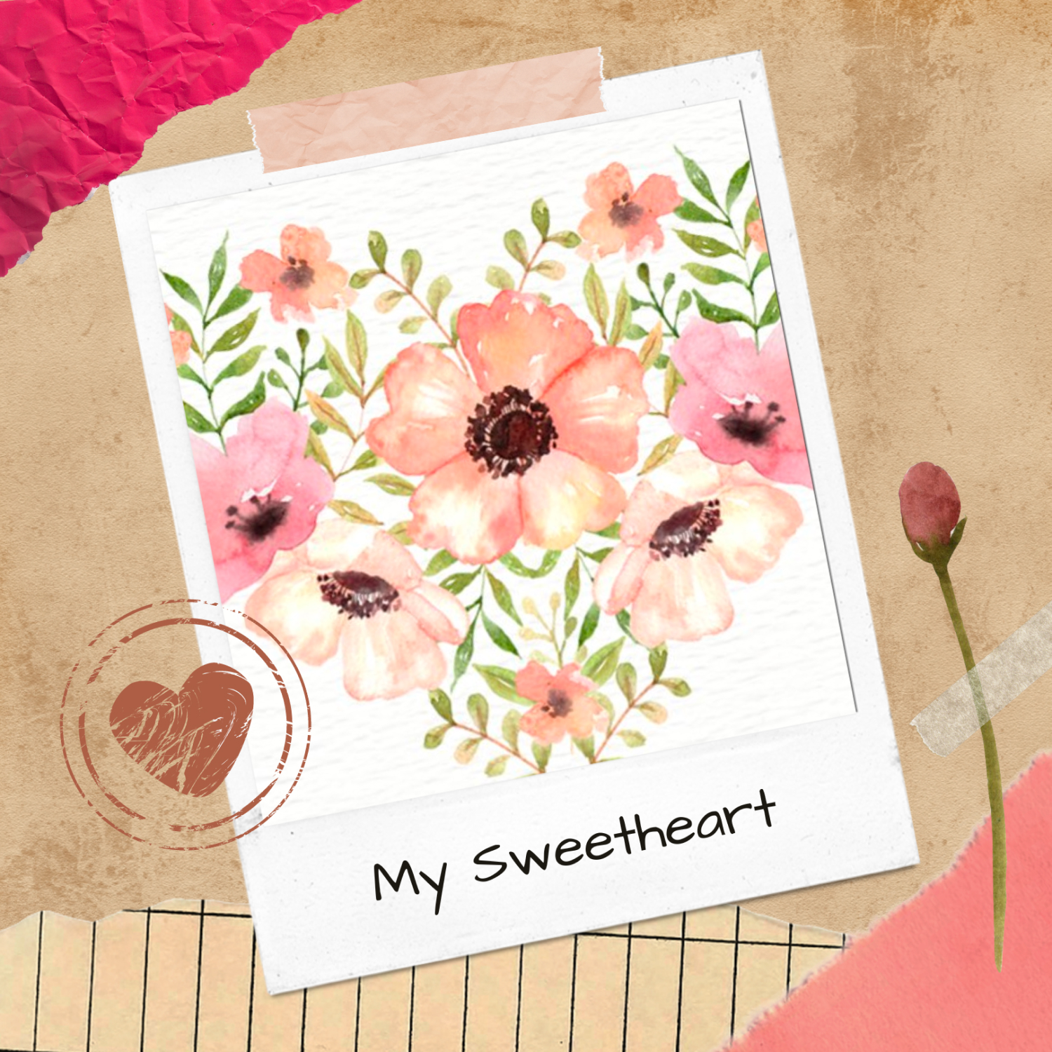 Illustration preview sweetheart watercolor clipart.