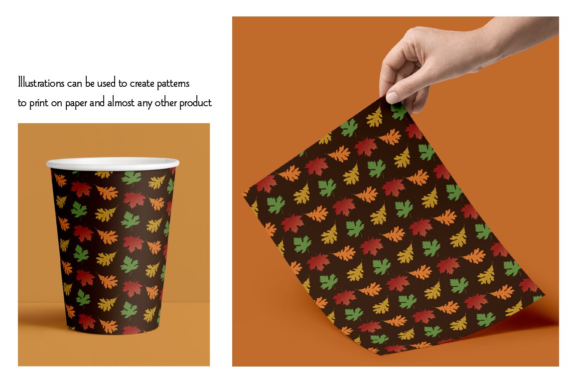 Print with the image of autumn leaves.