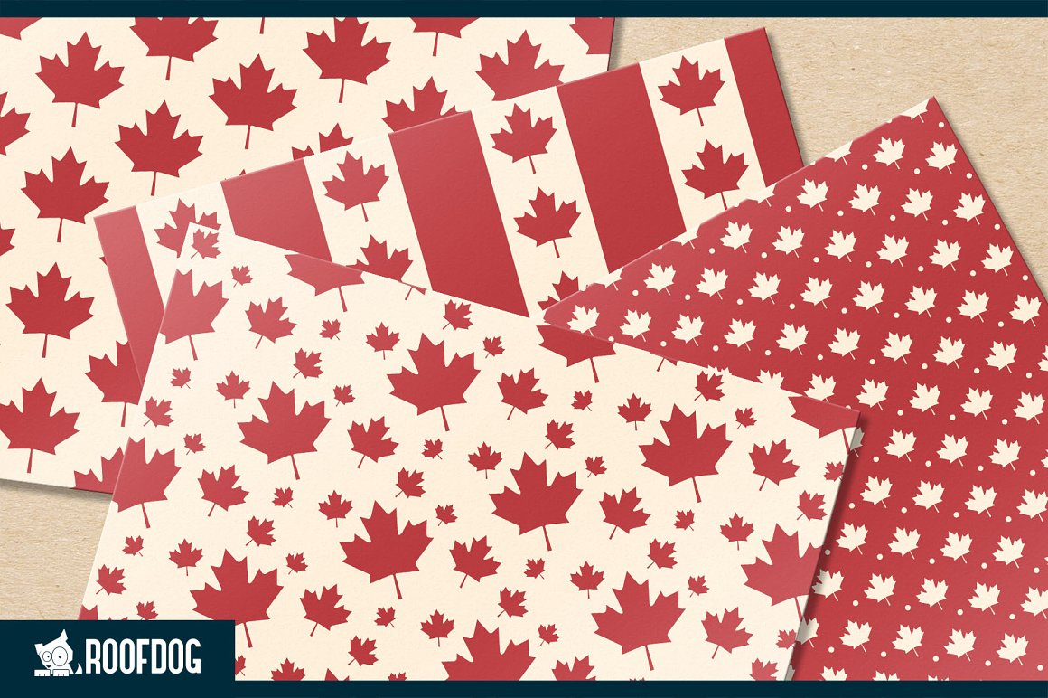 Great patriotic prints with Canadian leaves.