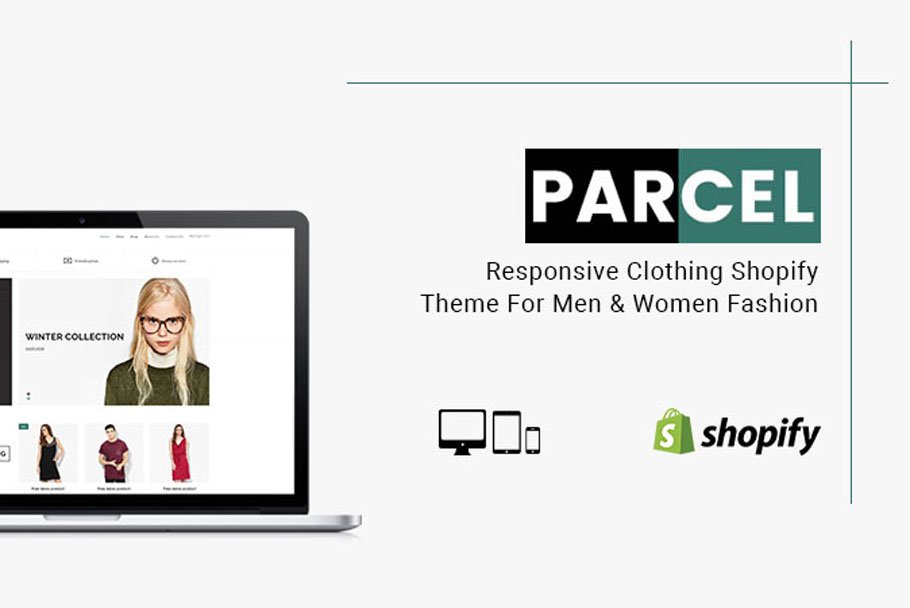 Parcel free responsive clothing shopify theme for men women fashion themetidy on laptop.