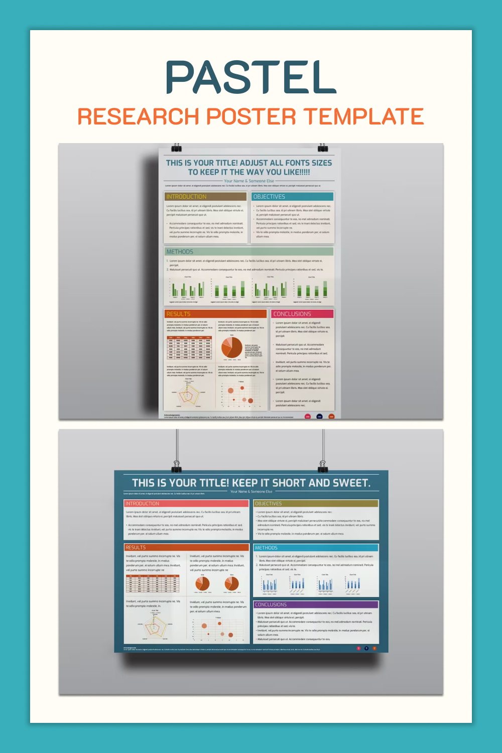 Pinterest of pastel research poster template.