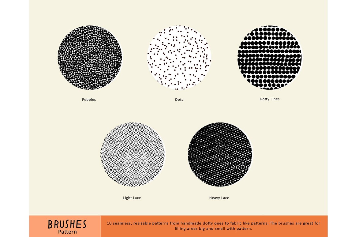 Round textures for brushes and pencils.