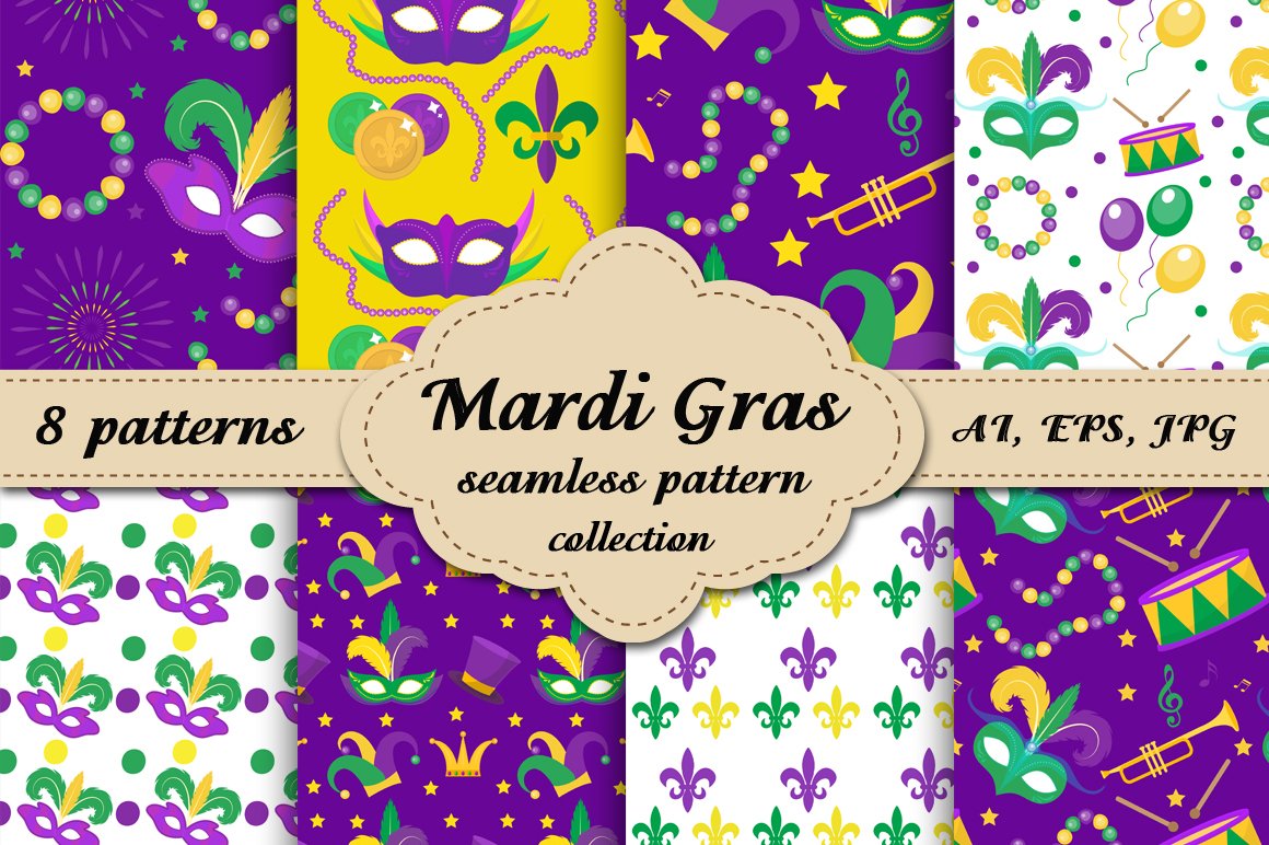 Fleur-De-Lis Seamless Patterns- 12 Digital Papers