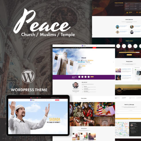 Preview images peace church muslims temple wordpress theme.