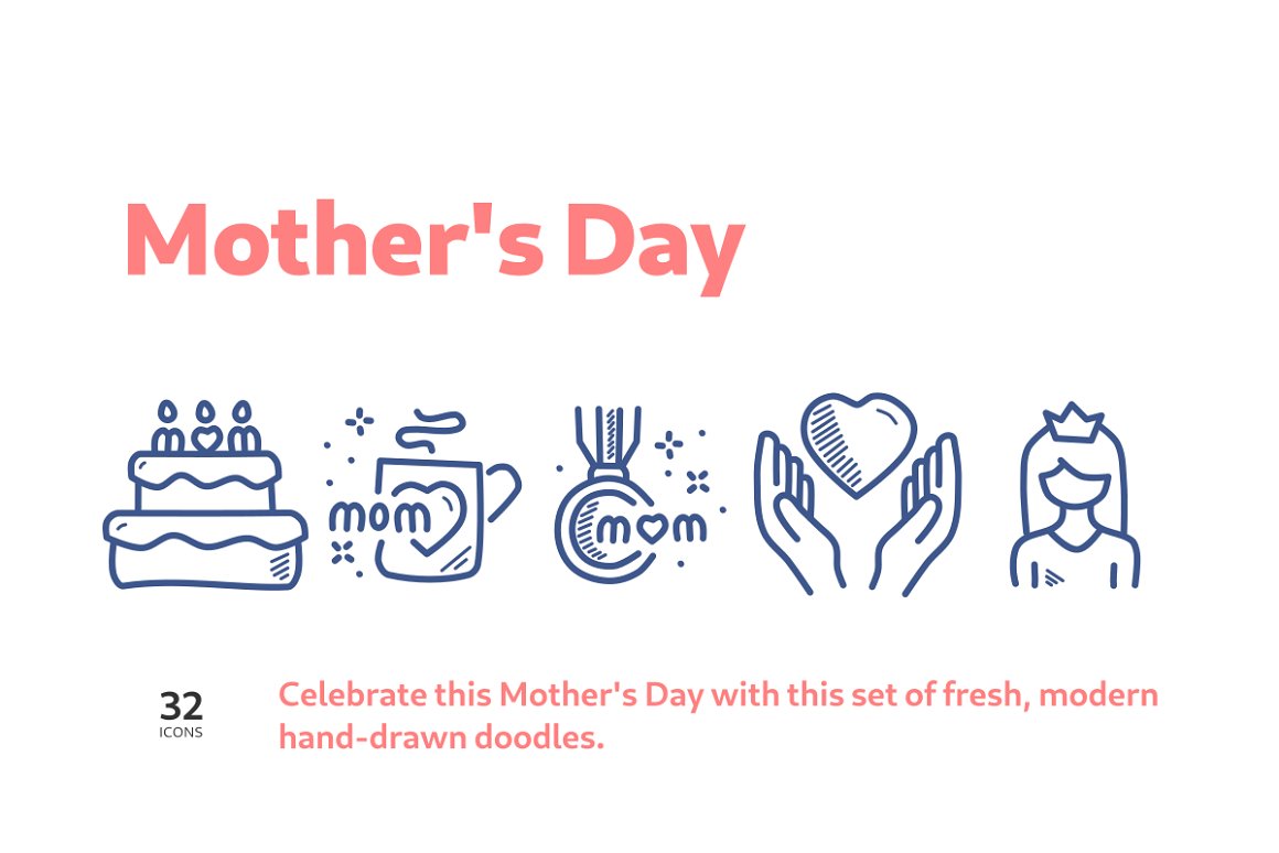 Home page with icons on the theme of mothers.