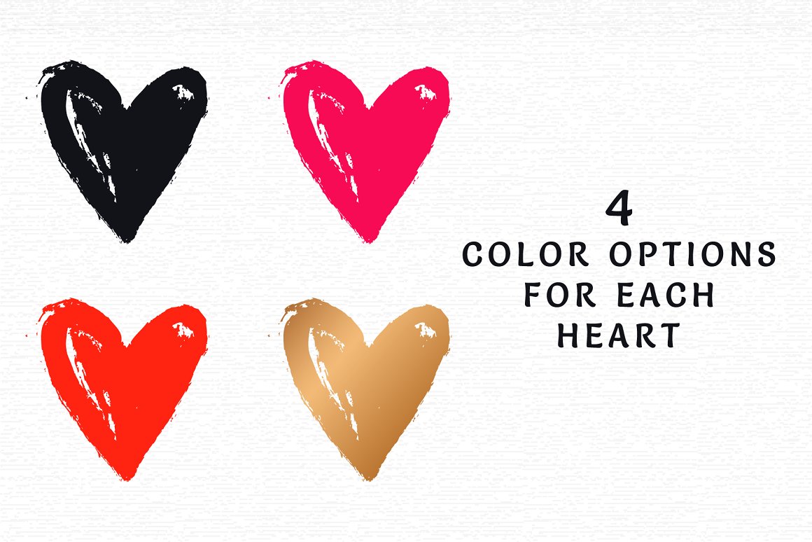 Multicolored hearts.