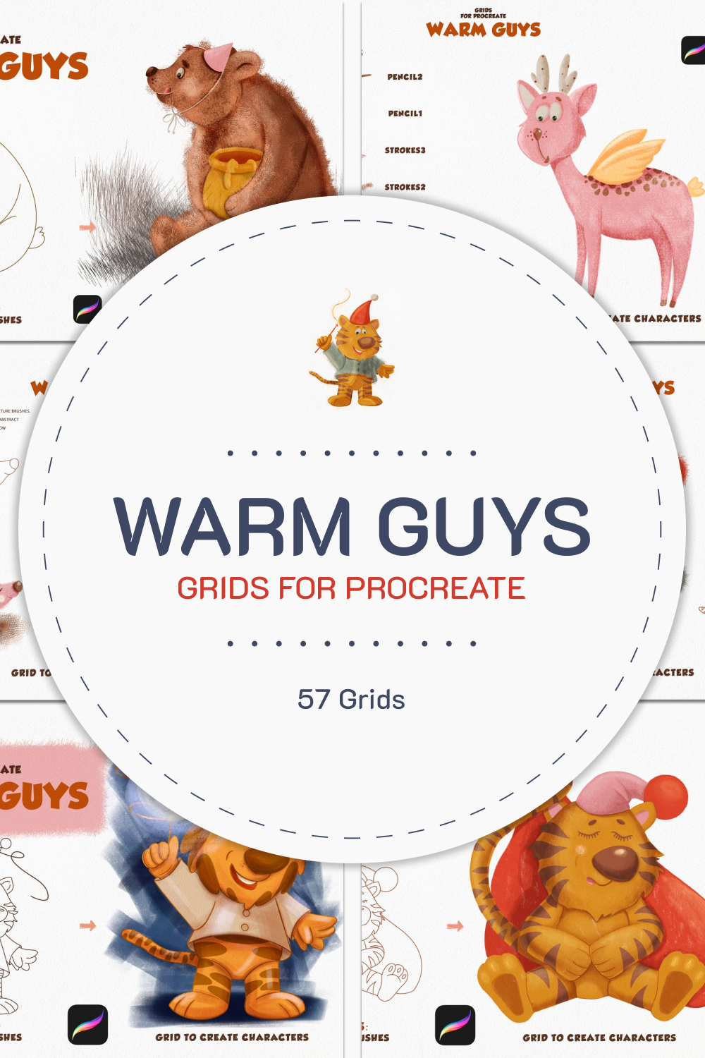 Pinterest of procreate ps grids xmas warm guys.