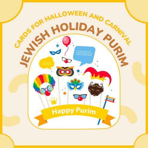 Cards for Halloween and carnival "Jewish holiday Purim".