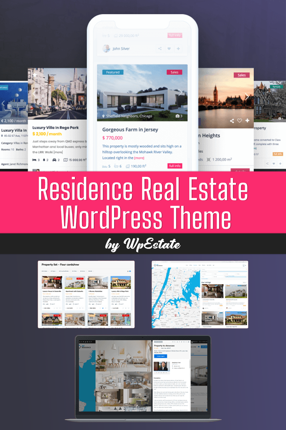 Pinterest of residence real estate wordpress theme.