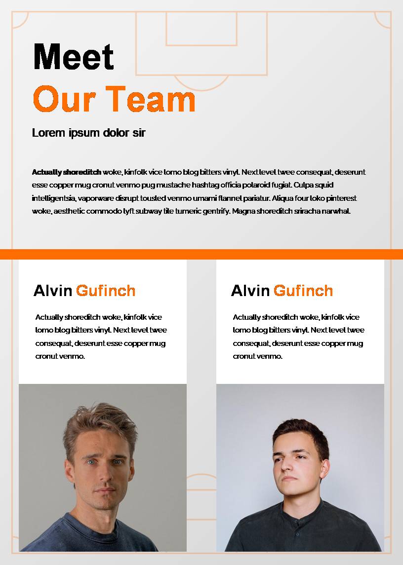 A slide with a description of the development team.