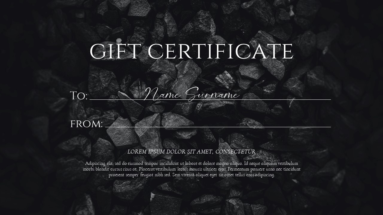 Variations of gift certificate images.