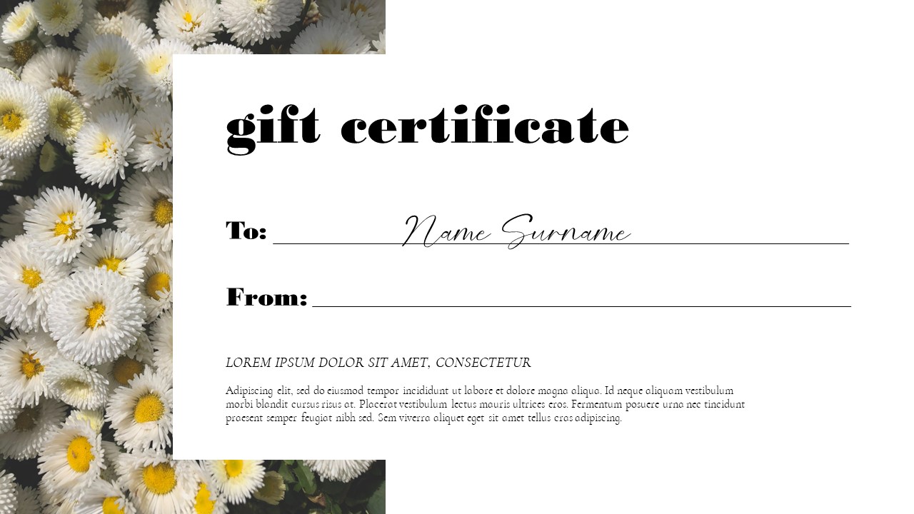 Variant with certificate flowers.