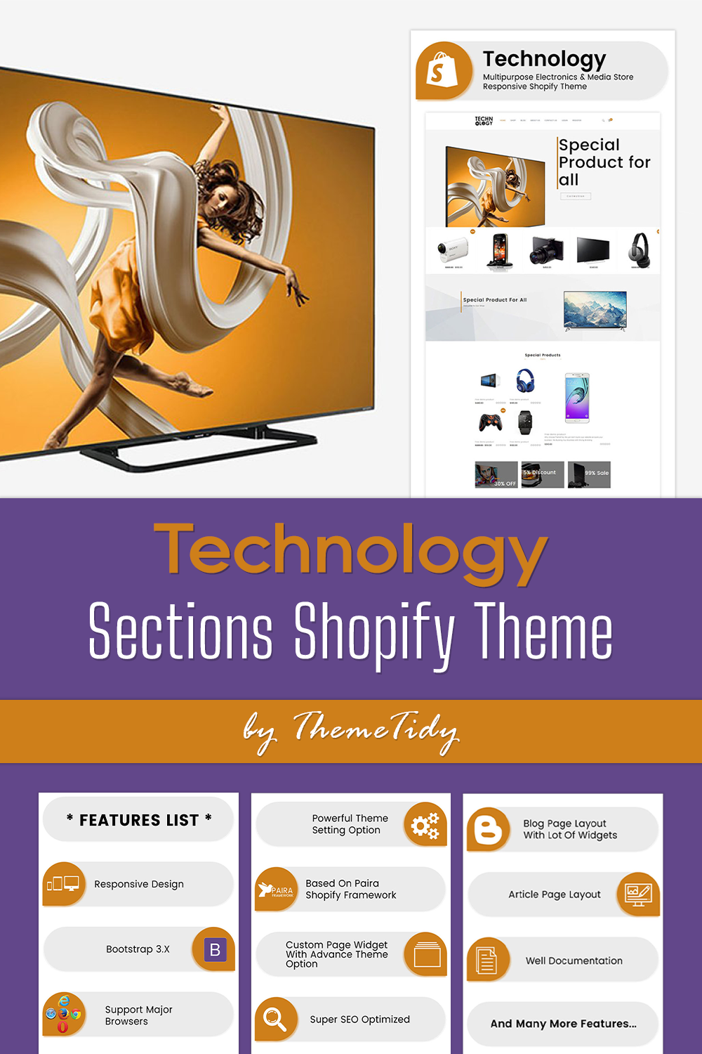 Technology sections shopify theme images of pinterest.