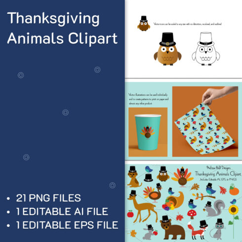 Preview thanksgiving animals clipart.