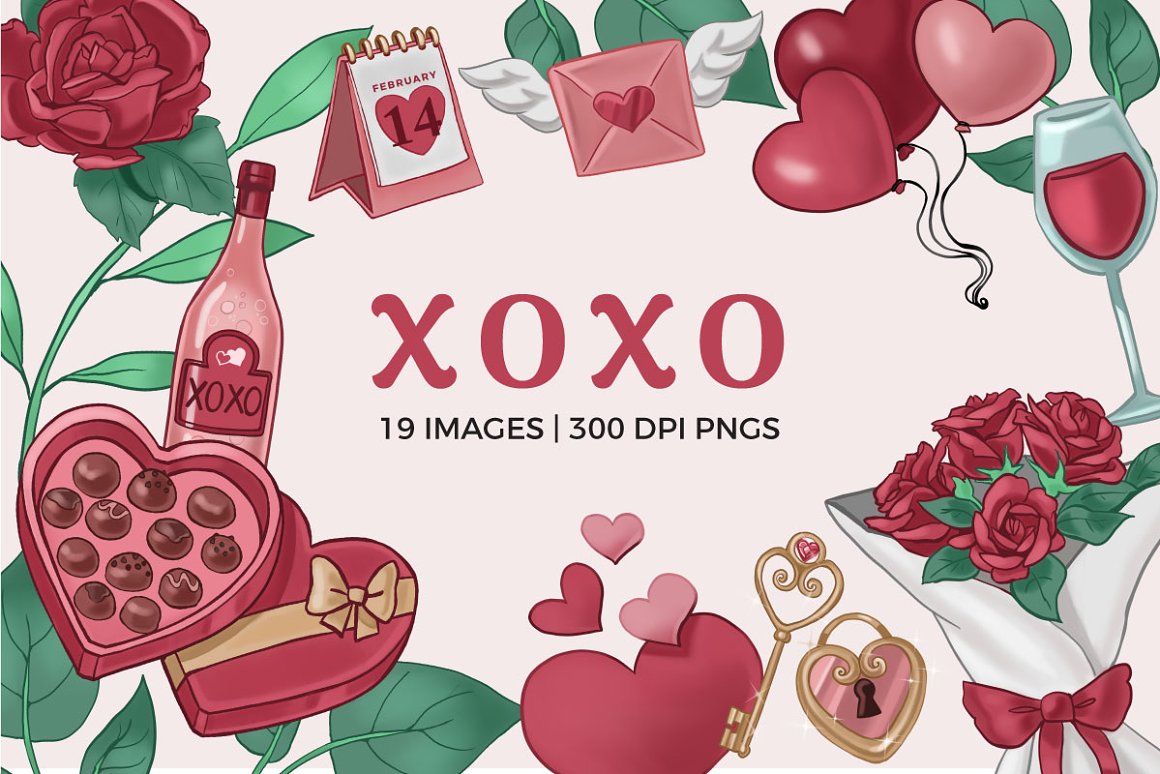 The main page of the Valentine's Day set.