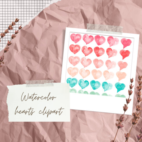 Preview watercolor hearts clipart.