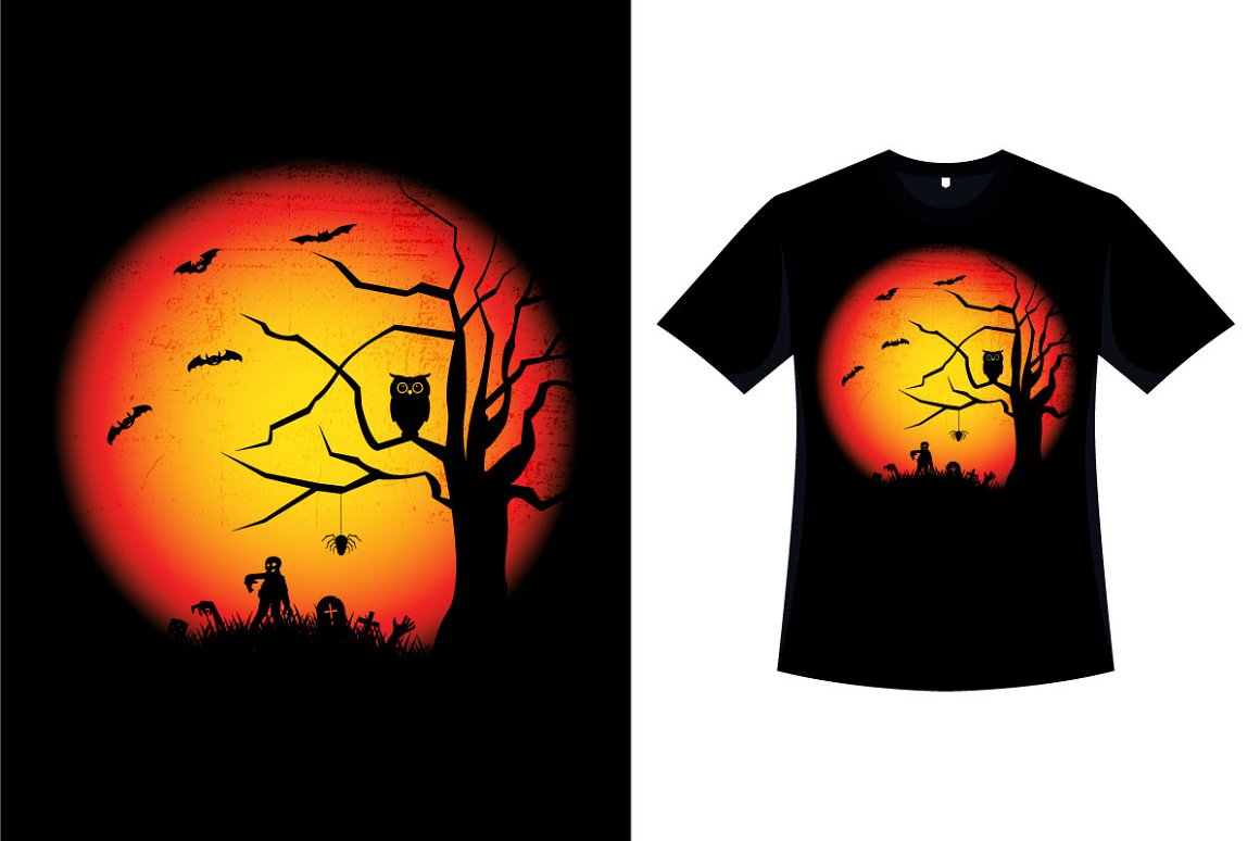 The yellow half moon is depicted on the T-shirt.