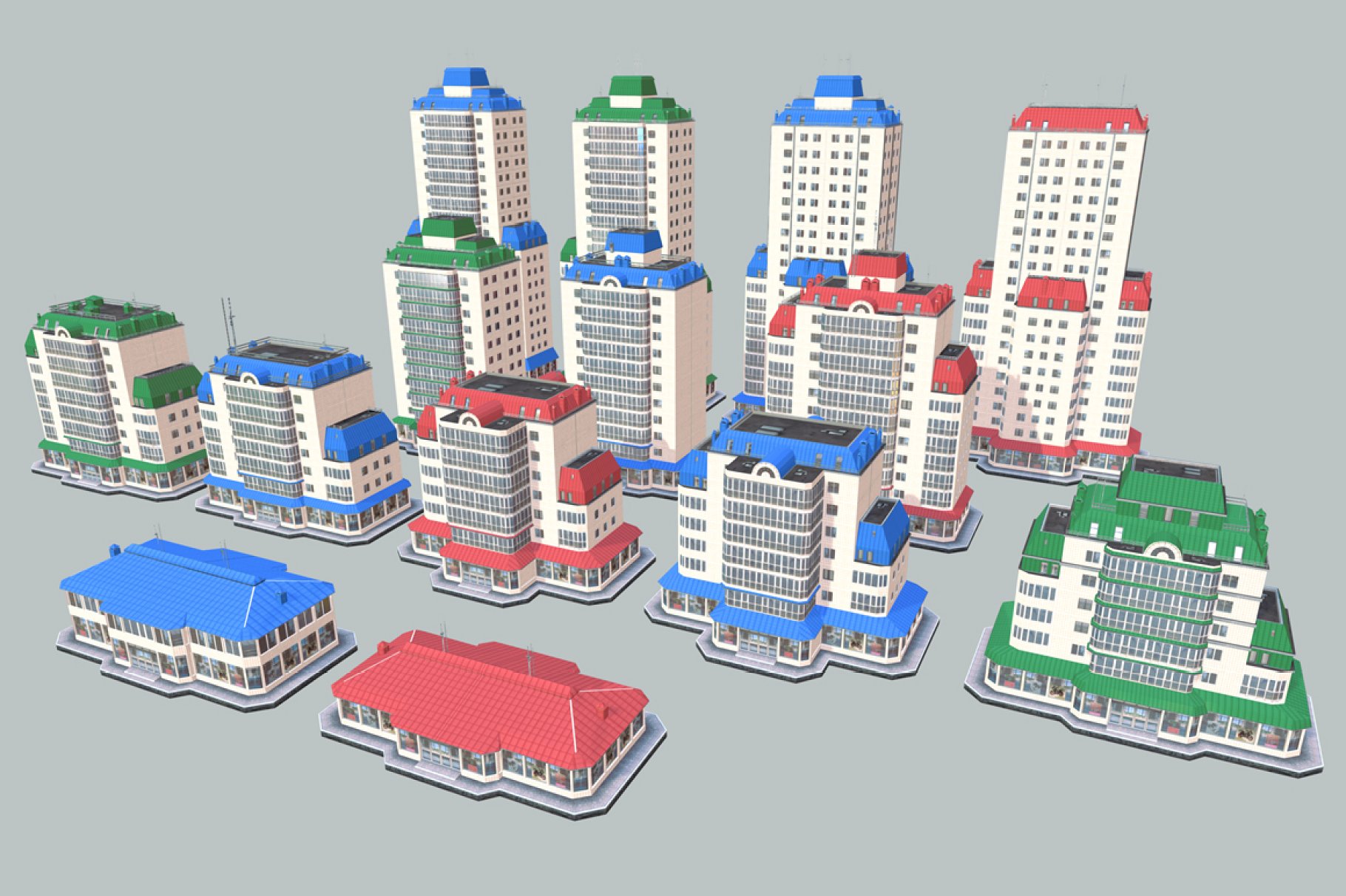 High-rise buildings and others.