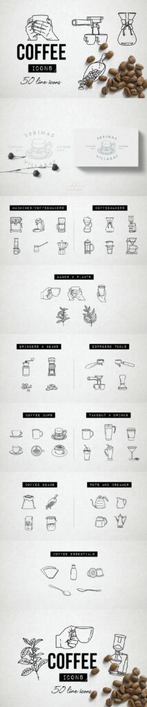 50 Coffee Icons Set - Graphics – MasterBundles