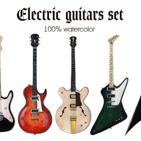 Let's Rock. Electric Guitars Set.
