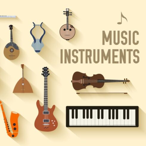 Music instrument on the beige background.