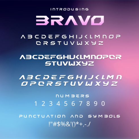 Preview images bravo font.