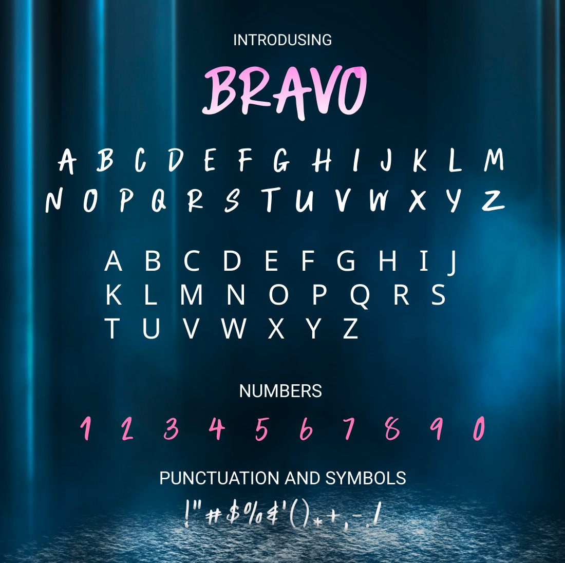 Images preview with bravo font.