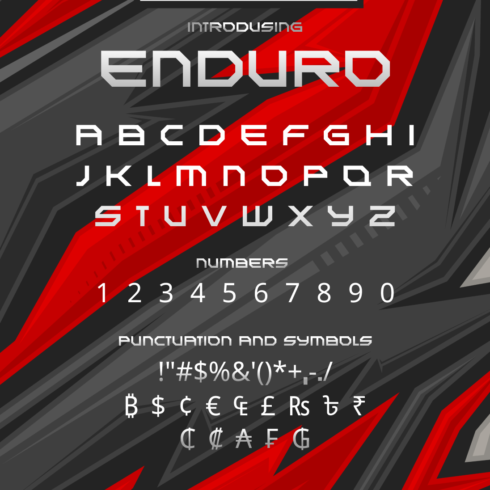 Preview images with enduro font.