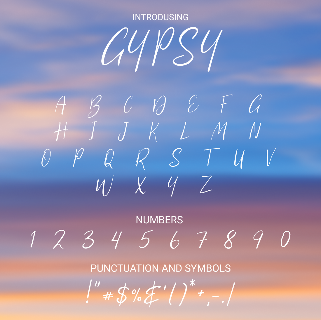 Images preview with gypsy font.