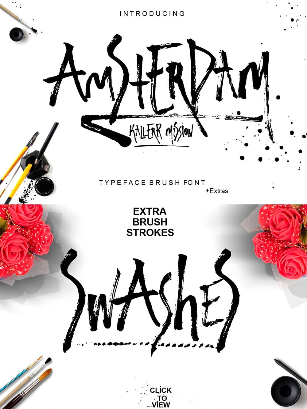 Amsterdam - Typeface Brush Font, picture for pinterest 1000x1331.